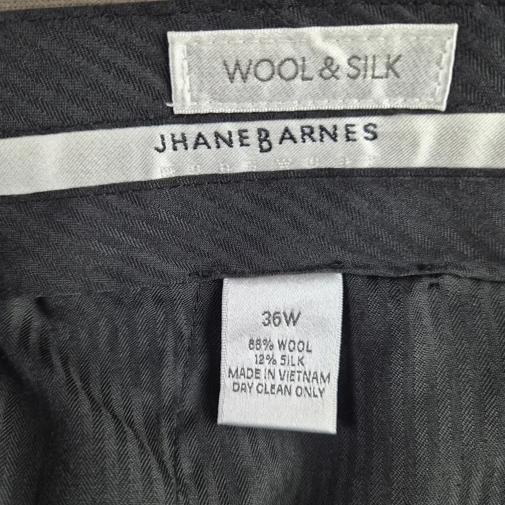 Jhane Barnes Wool Slik Dress Pants Mens 36x31 Brown Flat Front Luxury Trousers